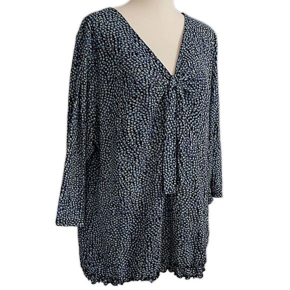 Style Co Sheer Mesh Overlay Top Plus Sz 1X Blouse Boho Abstract Dots Stretchy - Picture 4 of 16